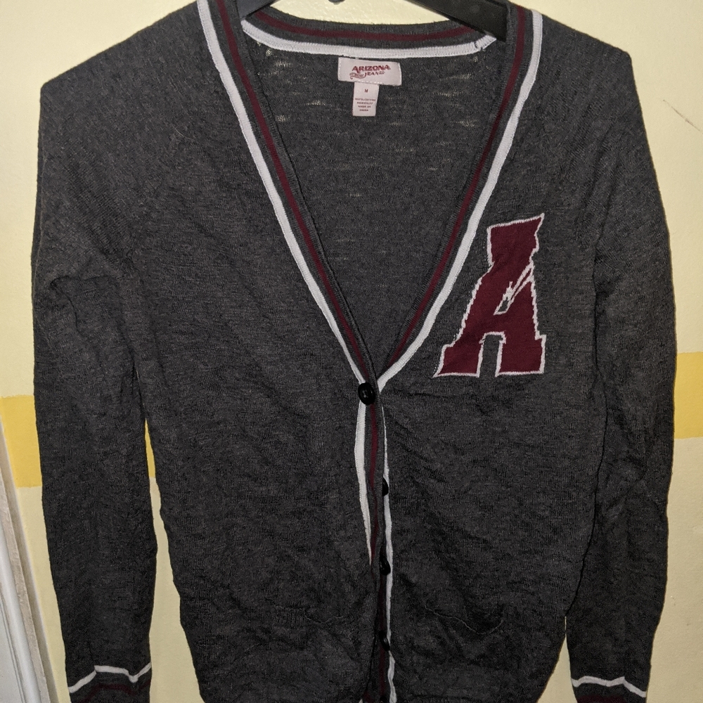 Letterman-style cardigan sweater